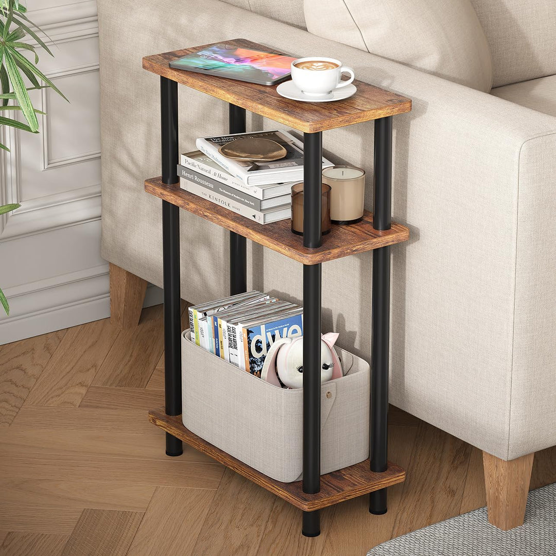 YOUDENOVA Beistelltisch Holz, Beistelltisch Schmal, 40x18x61.5 cm, 3 Tier Kleiner Tisch Für Wohnzimm