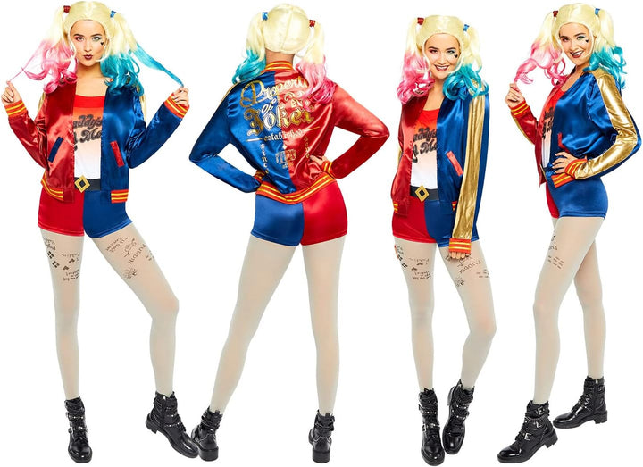 Amscan - Erwachsenenkostüm Harley Quinn aus Suicide Squad, Jacke mit angenähtem Top, Hose, Gürtel, S