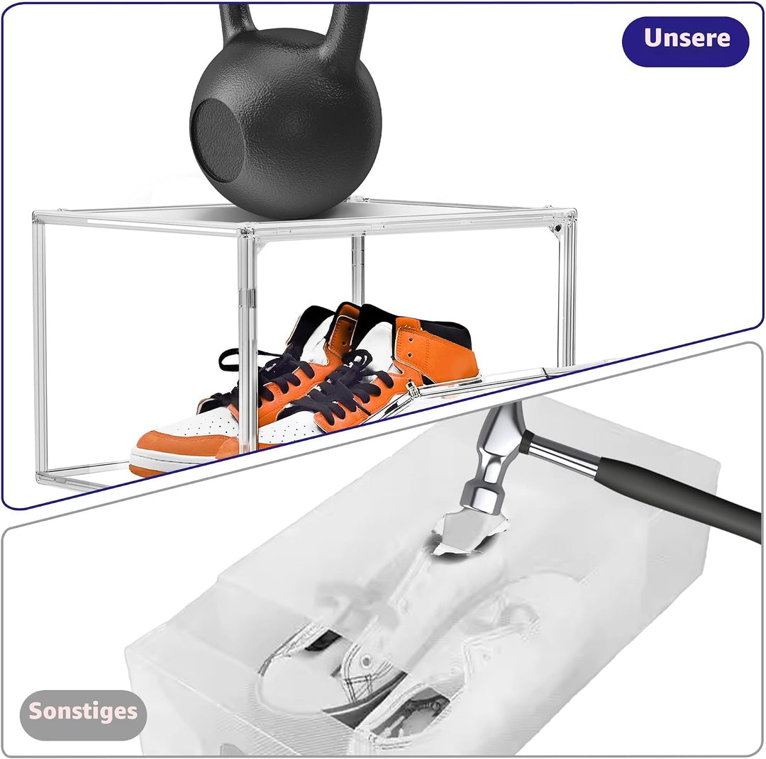 10er Pack Acryl Schuhbox klare Schuh-Displaybox Grösse 47 Transparente Sneaker Aufbewahrungsbox Kuns