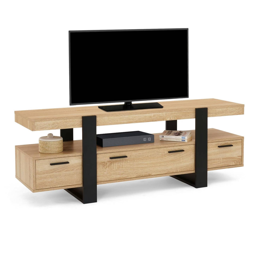 IDMarket - TV-Schrank 140 cm Phoenix mit Schubladen Holz und Schwarz