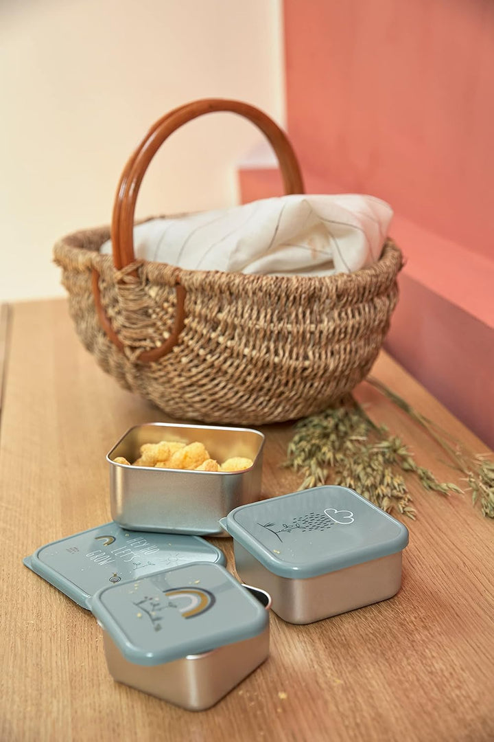 LÄSSIG Snackbox 3er Set Edelstahl 3 Stück Garden Explorer Grün, Gr&amp;