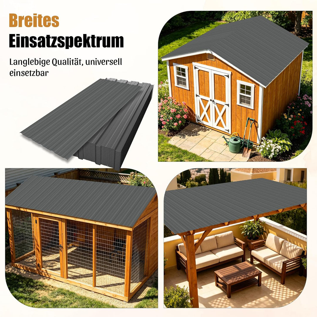 15 Stück Profilblech Verzinkter Stahl – 6 m² Dachblech Set mit Schrauben, UV-beständig, Winterfest W