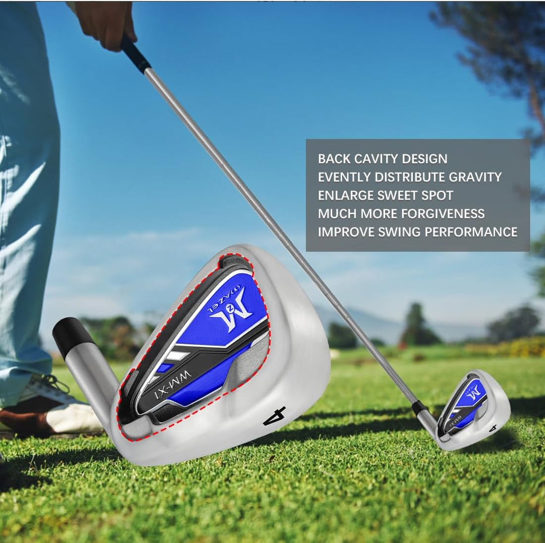 MAZEL Golf Forged Iron Set 9 Pieces, Premium Iron Club 3,4,5,6,7,8,9, P, S for Men Right-Handed, CNC