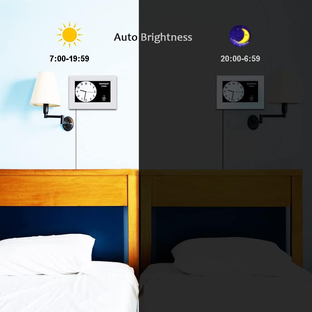 AINFTIME Uhr mit Tag und Datum für ältere Menschen, 3 Farben, digitaler Kalender, Wecker, Demenz, Al