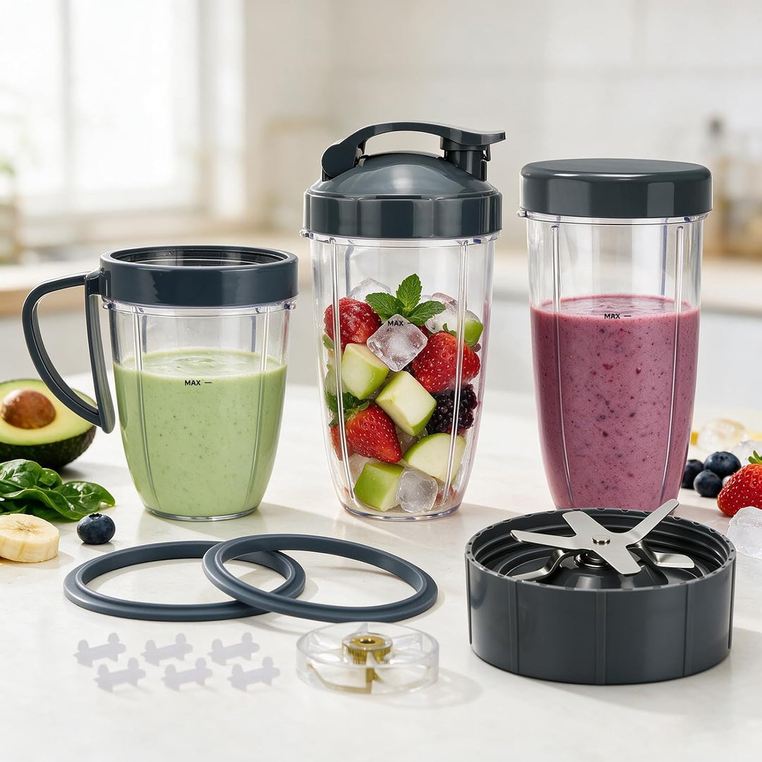 14 Stück Mixer-Ersatzteile Extraktor Klinge und Tassen für NutriBullet 600w &amp; 900w Serie, einschlies