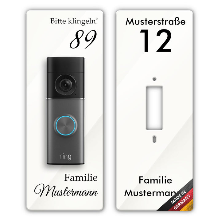 iSecur Personalisierte Blende passend für Ring Videotürklingel aus Acryl weiss I Wired Doorbell Pro