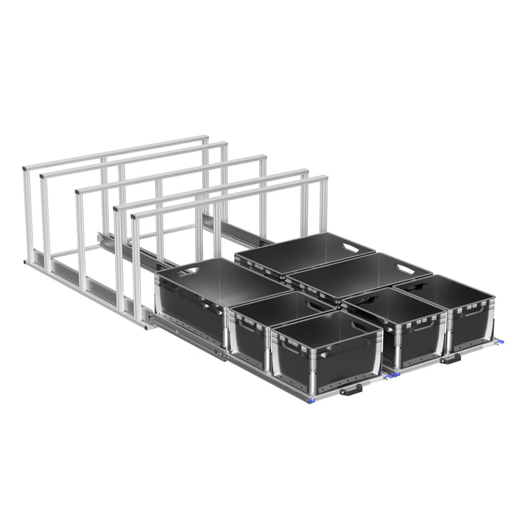 Heckauszug Kastenwagen Doppelauszug, vorbereitet für Ablagefläche, 1265x1166 mm, 200 kg Belastbarkei