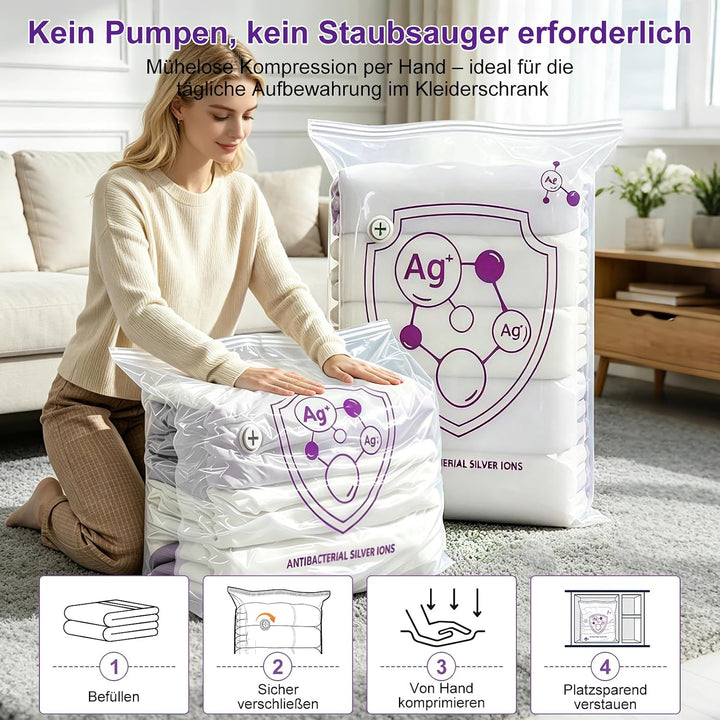 Vakuumbeutel ohne Pumpe 4 Stück, 3D Vakuumbeutel