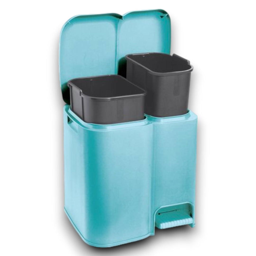 Tontarelli Mülleimer für die Mülltrennung, Farbe Delfin und Schwarz, Fassungsvermögen 13 + 8 Liter,