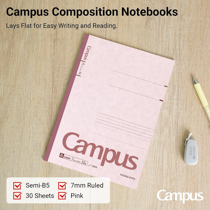 5 books Pakkuno-3A x 5 Kokuyo S &amp; T campus A ruled notebook (japan import) Semi-B5 30 sheets 5 pack