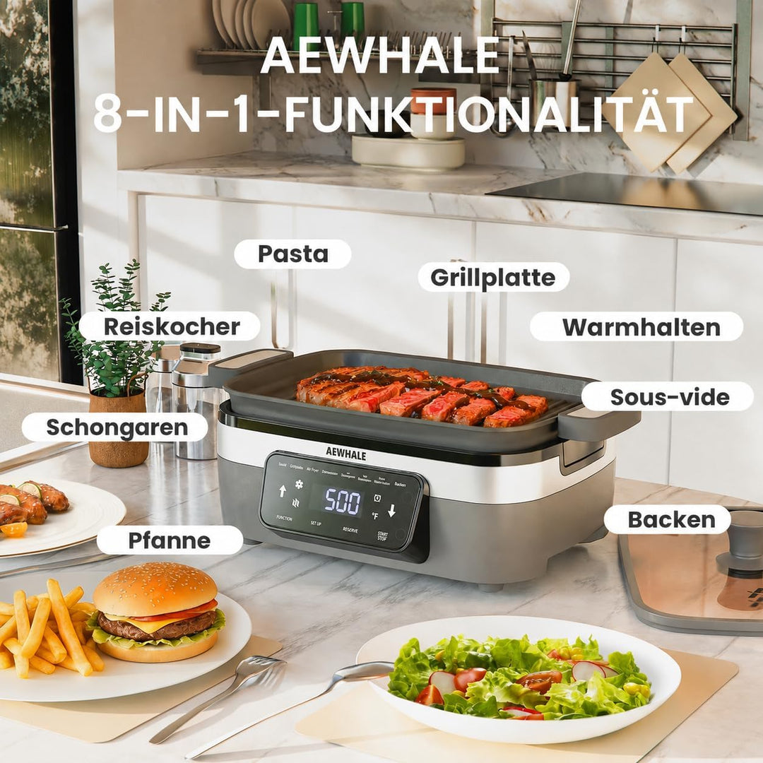 AEWHALE Multifunktions-Elektropfanne mit Backblech,32.5 * 21 cm
