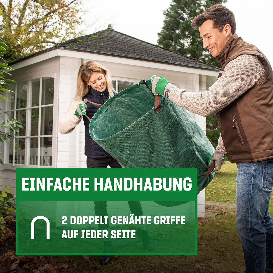 GardenGloss 3x Gartenabfallsack mit Griffen - 272L Gartensack Laubsack - UV-Stabil und Wasserabweise