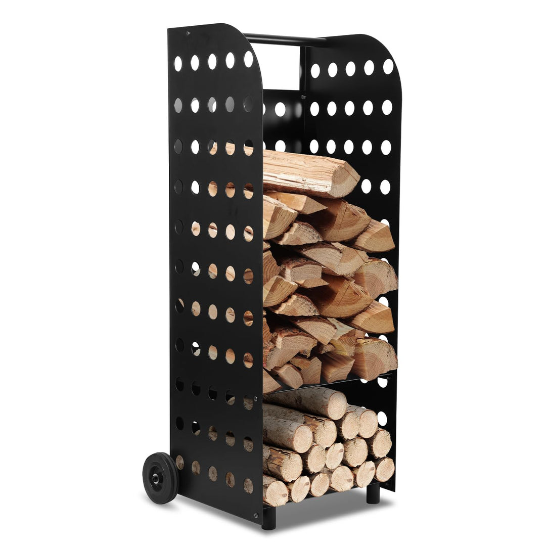kaminholzwagen mit rollen, 42x35x112 cm für bis 75 kg Holz