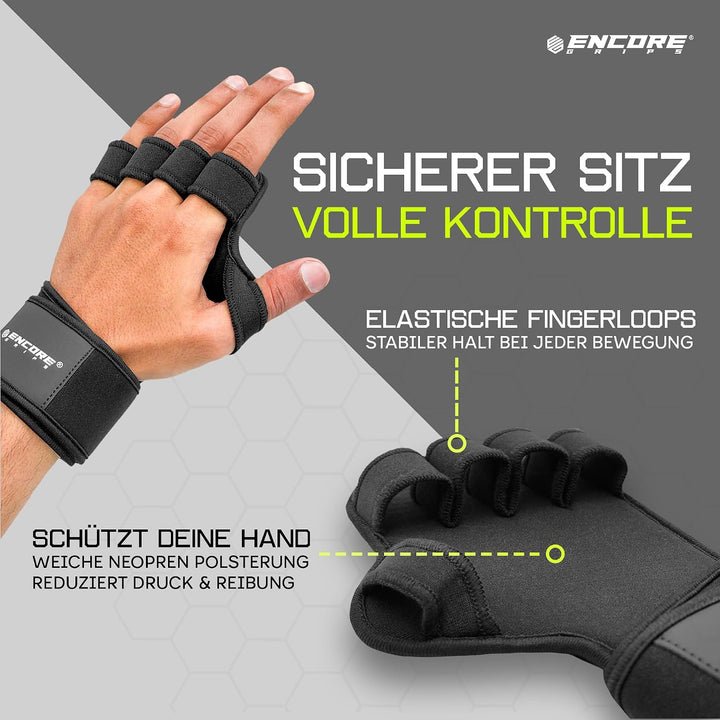 Griffpolster Kraftsport Herren &amp; Damen – Fitness Handschuhe Alternative offen, 3D Gummi Antirutschfl
