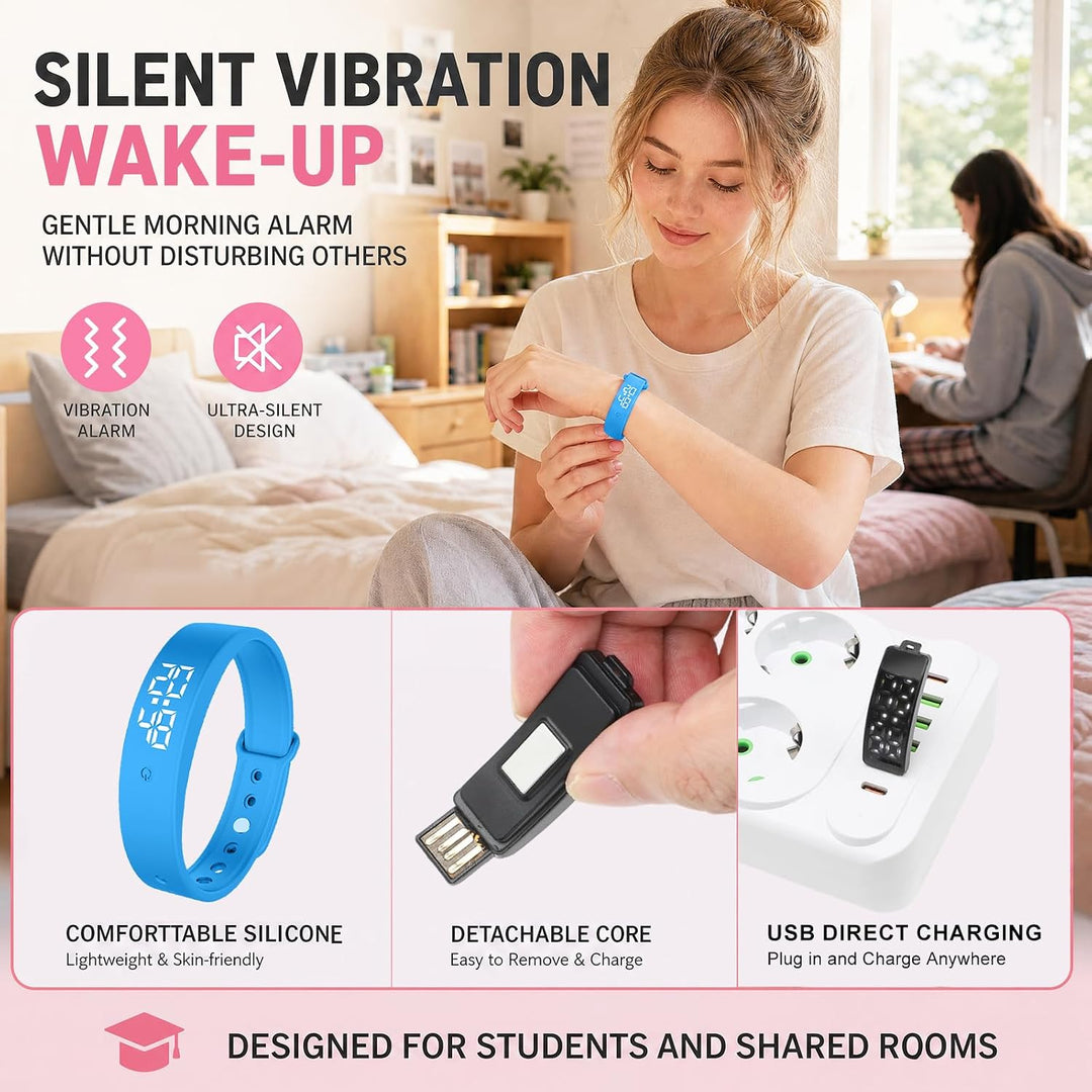 CEWROM Vibrationswecker Armband, Wecker Armband Vibration mit Timer, Vibrationsalarm Erinnerung Uhr,
