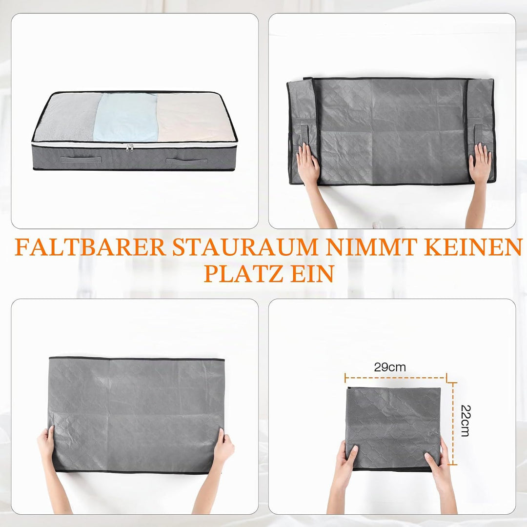 AiQInu 3 Stück Unterbett Aufbewahrungsbox 75L, Faltbare Unterbettkommode mit Sichtfenster, Kleiderau