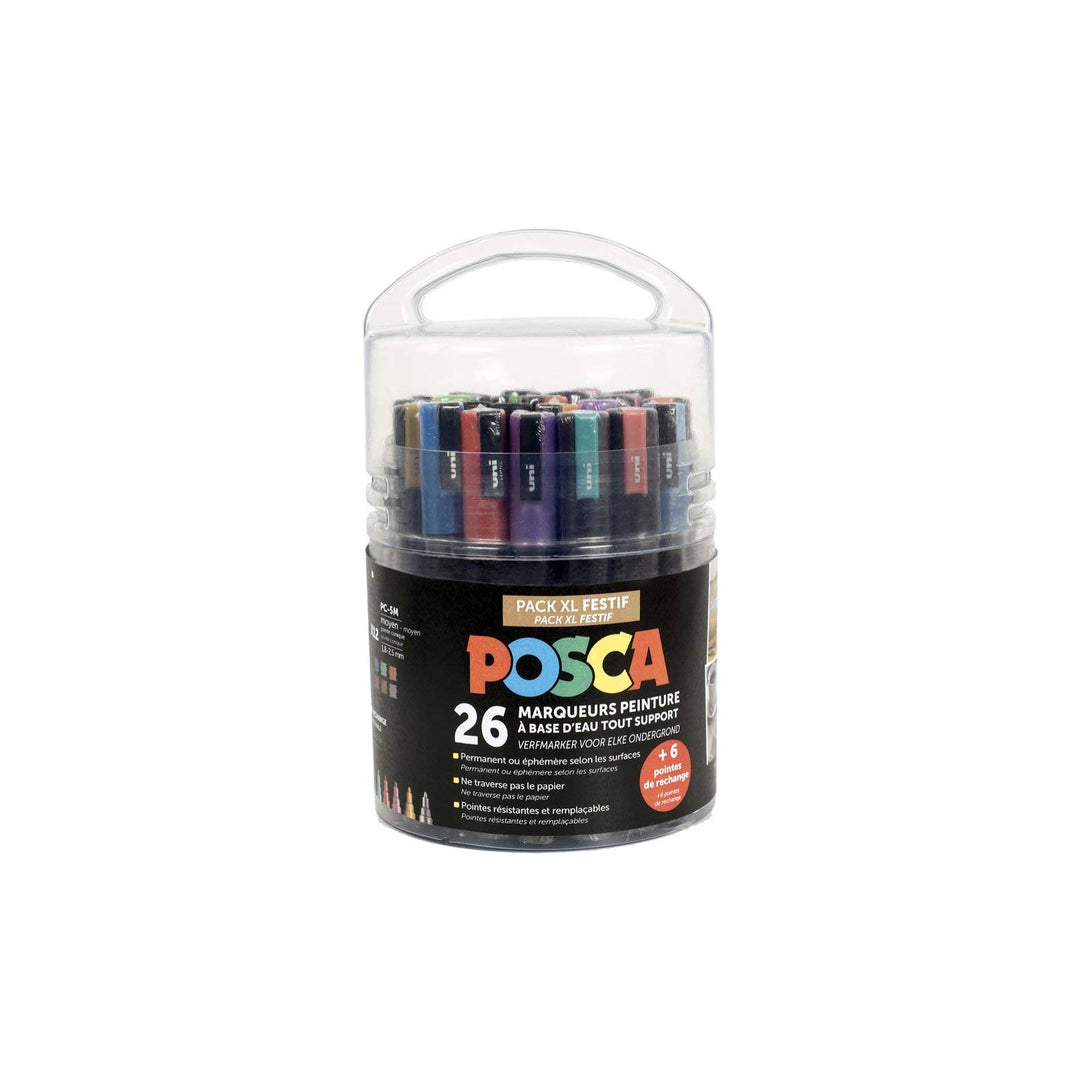 POSCA - Uni Mitsubishi Pencil – Topf Posca speziell für kreative Freizeit – Packung XL – 26 Marker –