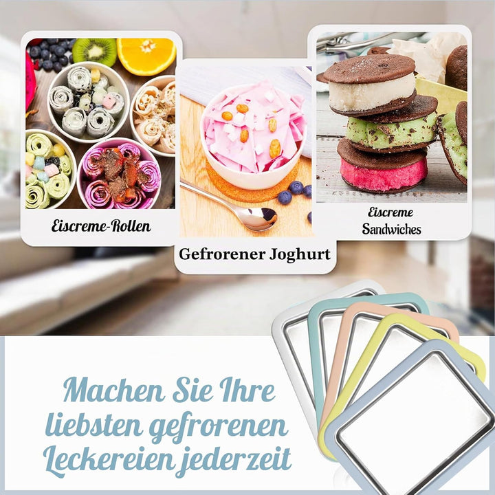 Eisplatte Eis Rolls zum Eis Machen DIY, Ice Cream Machine rolls maker mit 2 Spateln, Gelato Rollmasc