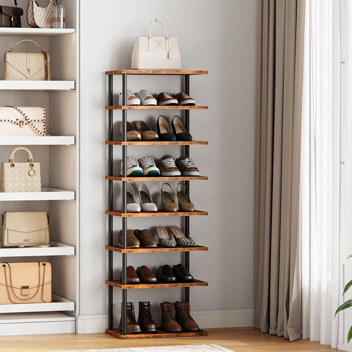 HOOBRO Vertikales Schuhregal, 8-lagiges Schuhregal, schmales Schuhablage, Schuhschrank, Schuhständer