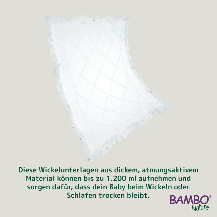 Bambo Nature Baby Einweg Wickelunterlagen 60x90 cm, 10 Stück | Extra Weich &amp; Atmungsaktiv Einmalunte
