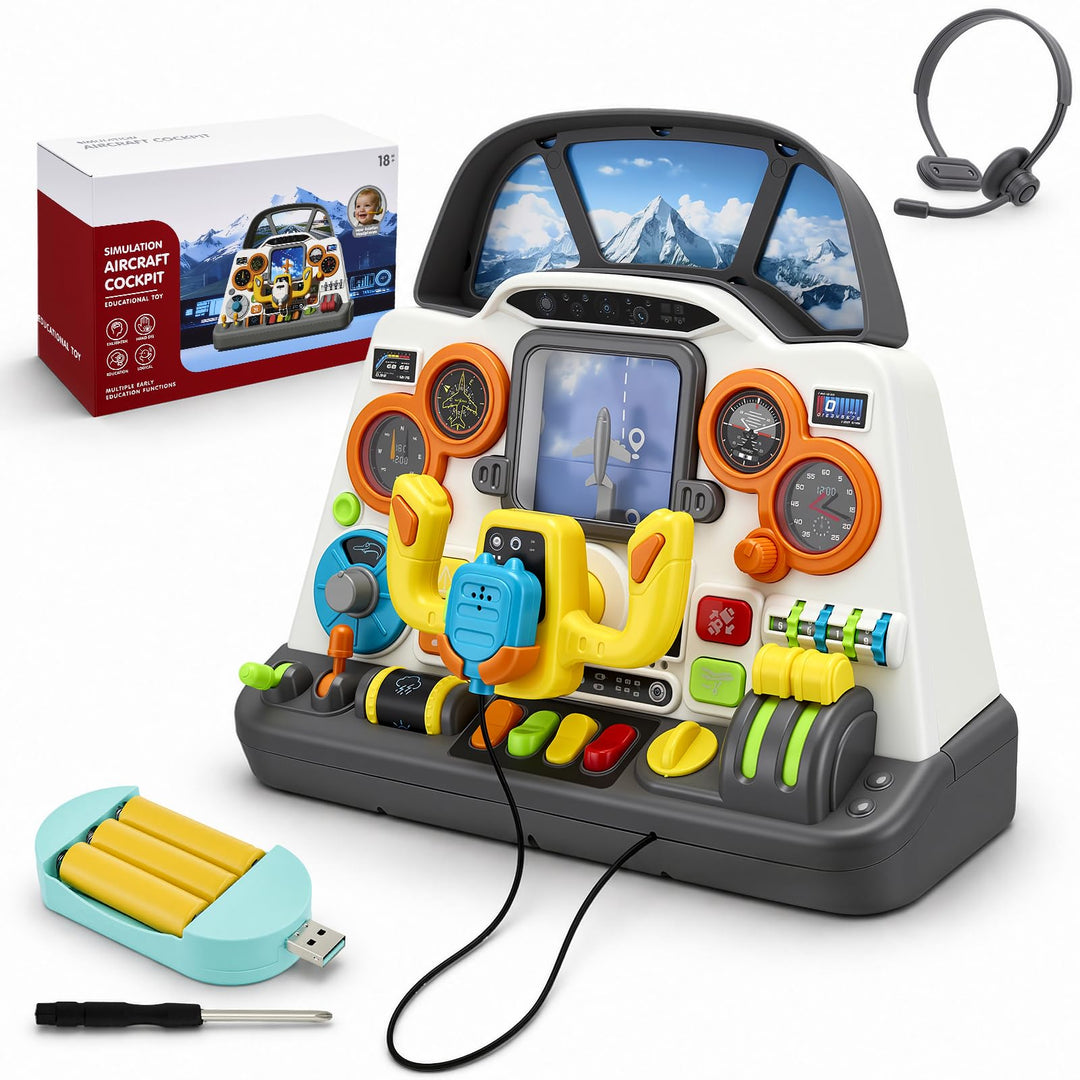Flugzeug Lenkrad Spielzeug Cockpit Licht Sound Pilot Simulator ab 3