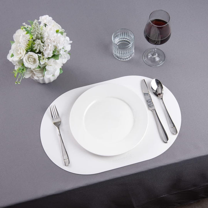 Restaurantware Vinyl-Tischset, oval, Weiss, geprägt, 40,6 x 30,5 cm, 6 Stück Weiss Oval, Weiss Oval