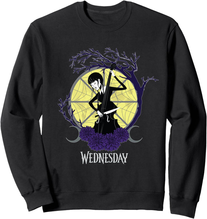 Wednesday Series Wednesday Playing Celo mit Glasfenster Sweatshirt