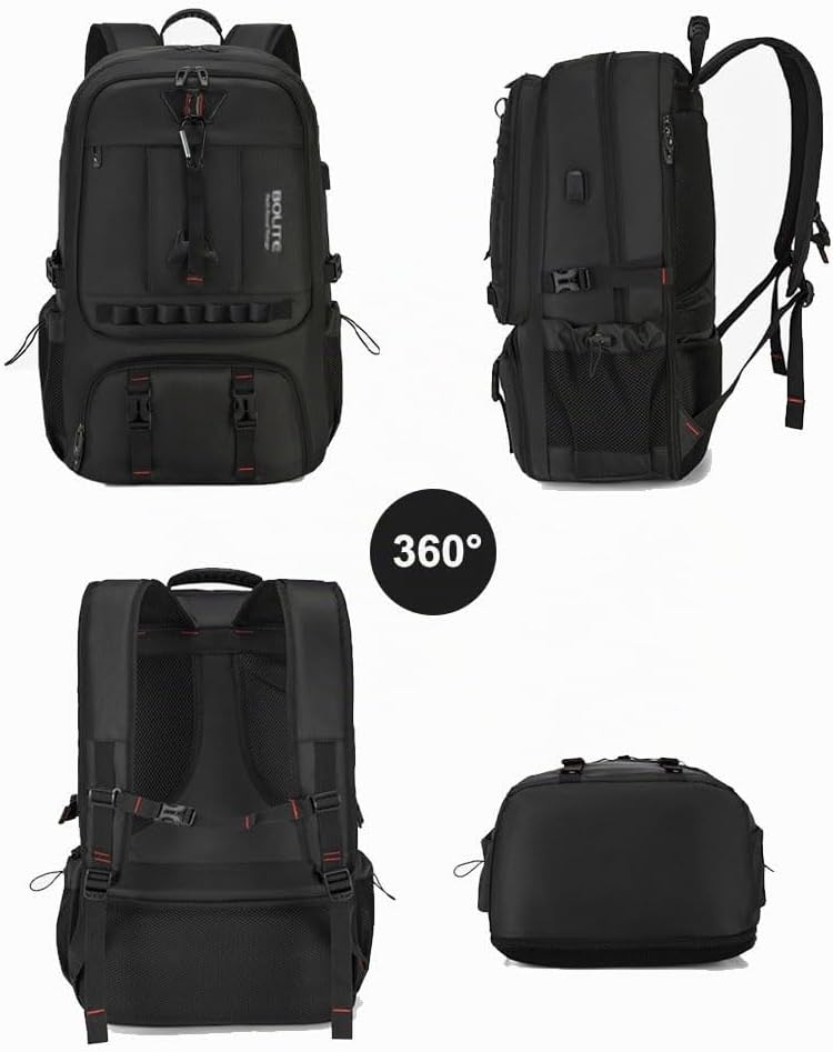 60L 80L Gross Reiserucksack Herren,Erweiterbar Handgepäck Rucksack,Wasserdichter 17-Zoll Laptoptasch