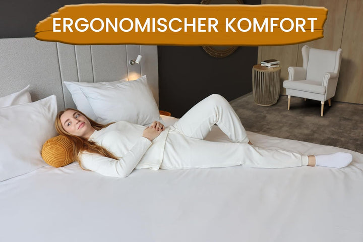 Amilian Nackenrolle mit Bezug 40x15 cm – Cord Kissen mit Füllung – Waschbar – Für Erwachsene &amp; Kinde