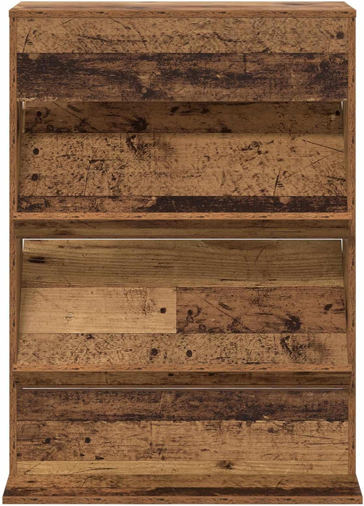 Magazinregal mit Regal aus Altholz Holzwerkstoff 70 x 41 x 96 cm freistehend mit 2 Regalen für Wohnz