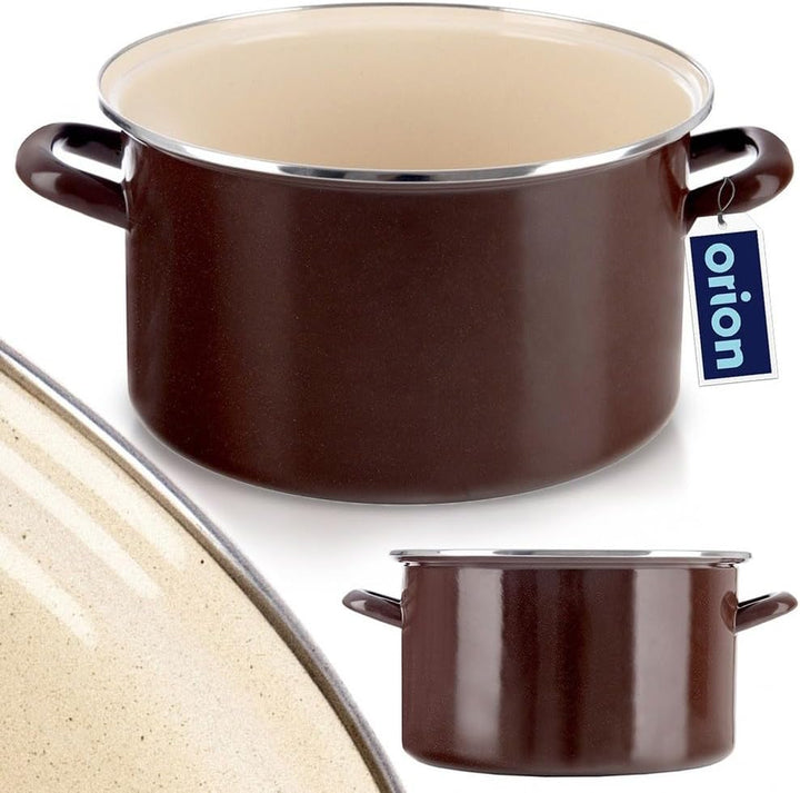 orion group Emaille-Topf Kochtopf Schmortopf emailliert braun Brown 30 cm | 10 L