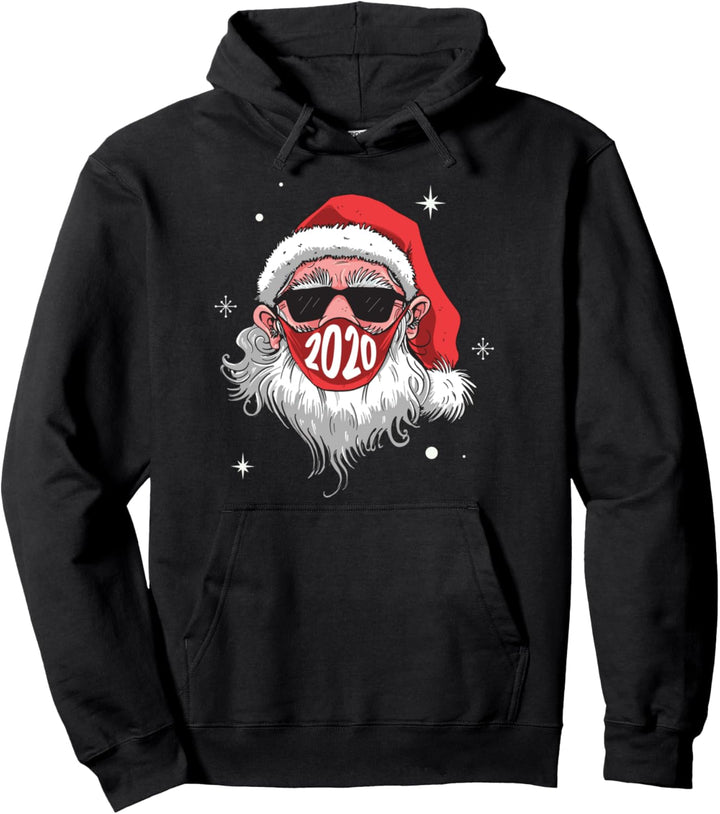 Santa Claus Wearing a Mask - Christmas 2020 Funny Humor Pullover Hoodie