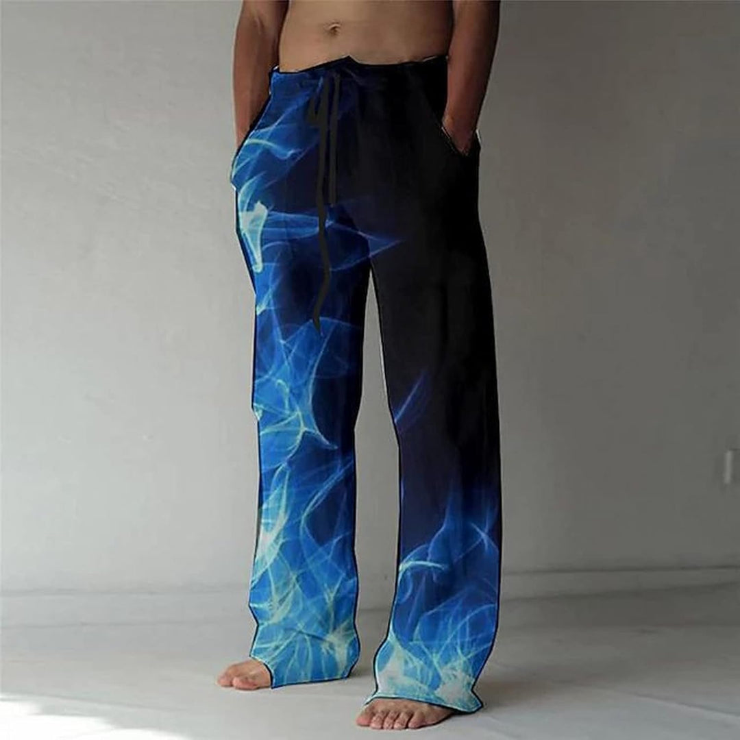Jogginghose Herren Baggy Baumwolle Herrenmode Casual Druck Leinentasche Schnürhose Freizeithose Ther