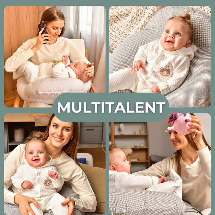 sei Design Stillkissen klein Baby- Stillhörnchen mit abnehmbaren Stillkissenbezug aus 100% Baumwolle