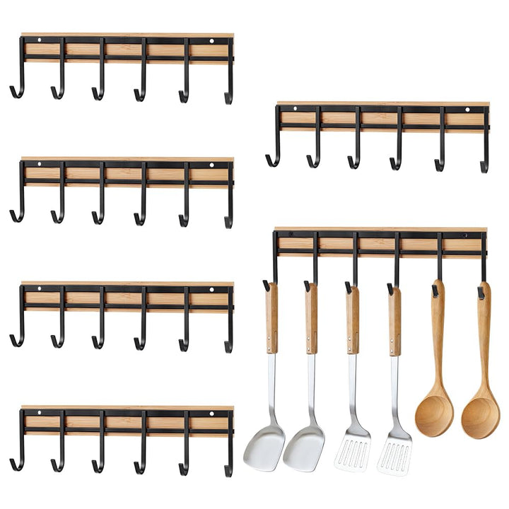 6 Stück Hakenleiste Küchen, 30cm Wandmontierter Küchenutensilienhalter mit 6 Haken Küche Hakenleiste