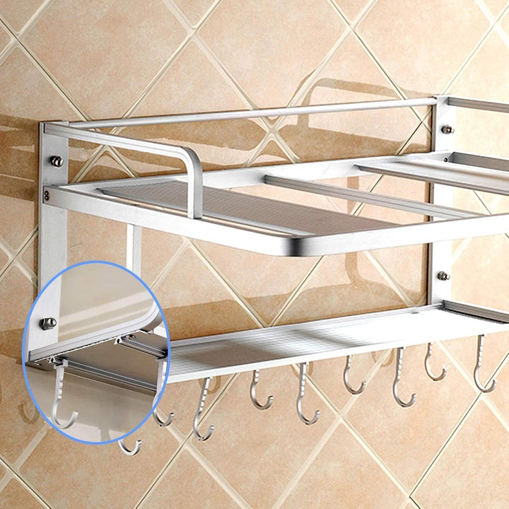 Ejoyous Wandregal Mikrowellenhalterung, Mikrowelle Regal Aluminium mit 2 Ablagen doppelschichten Ofe