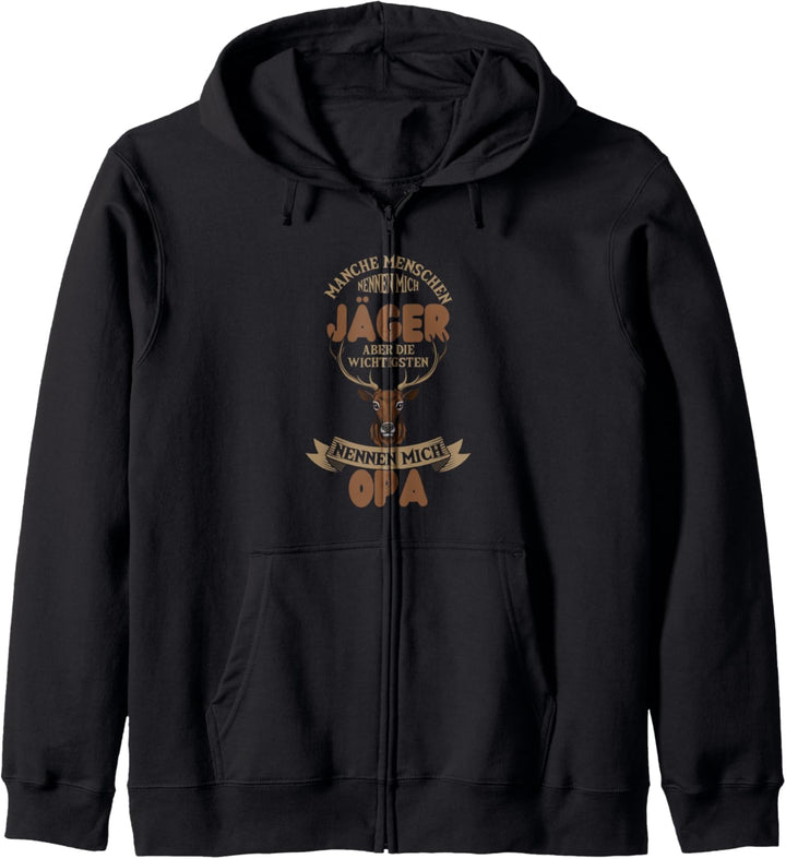 Opa &amp; Jäger Geschenk Vatertag Geburtstag Hirsch Kapuzenjacke