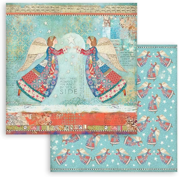 Stamperia SBBXS05 Extra Kleiner Block 10 Blätt-15.24x15.24 (6"x6") Double Face Christmas Patchwork,