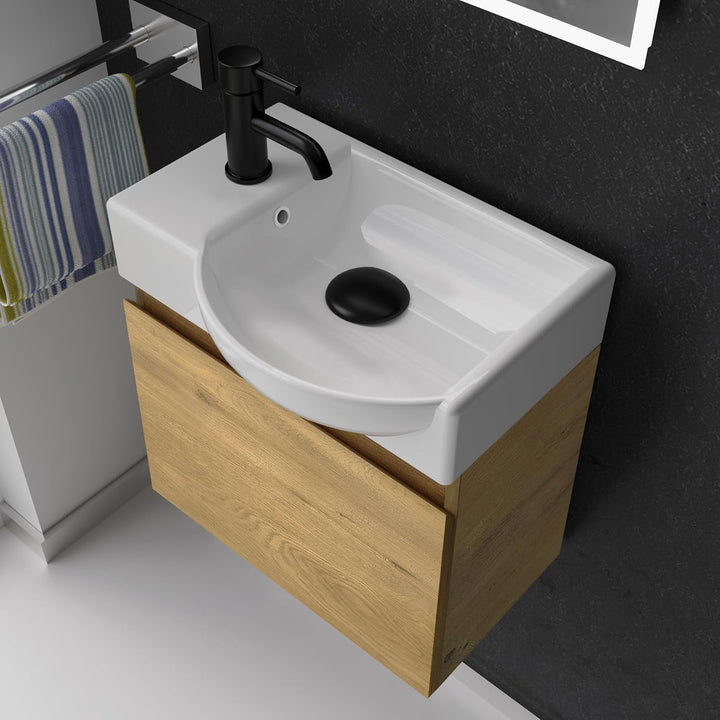 Alpenberger Waschtisch mit Unterschrank | Gäste WC Waschbecken Klein 45 cm Breit | Aufsatzwaschbecke