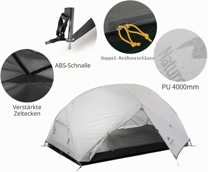 Naturehike Mongar Ultraleichtes Zelt 2 Personen Wasserdicht &amp; Winddicht Kuppelzelt Kleines Packmass