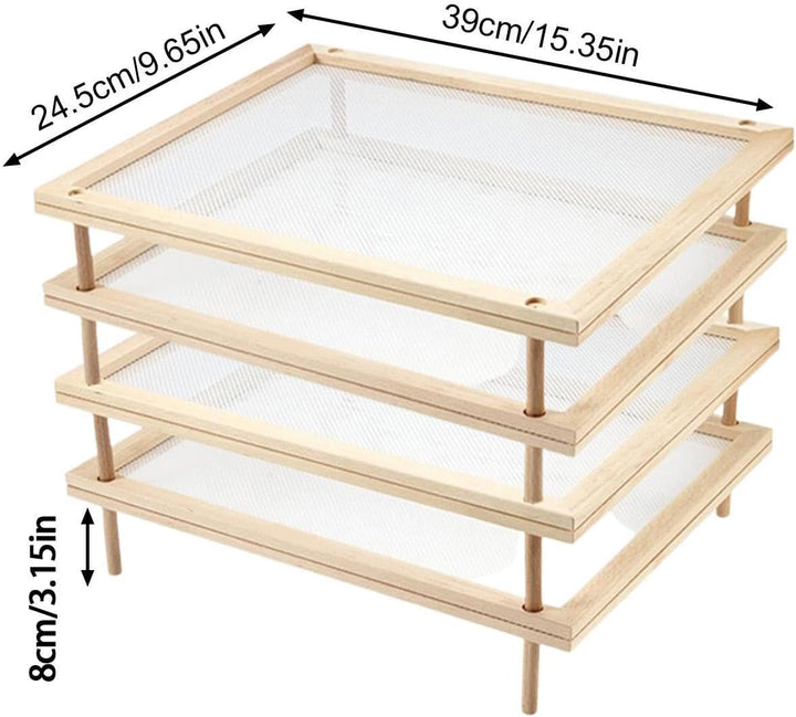 4 Schichten 24,5x39cm Pasta Trockengestell, Stapelbarer Nudel Trockengestell, Nudel Aus Holz, Flache