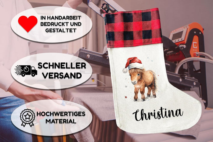 LIEBTASTISCH - Personalisierte Weihnachtssocken mit Tieren - 40cm x 30cm - Weihnachtsstrumpf zum Nik