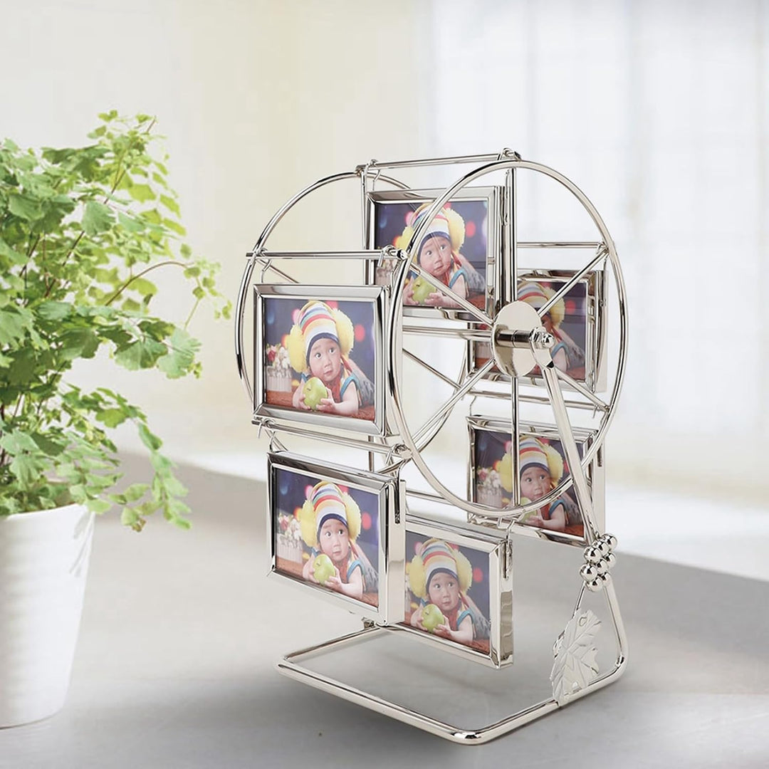Omabeta Rotierender Riesenrad-Bilderrahmen, Einzigartiges Drehbares Bilderrahmen-Rack mit 6 Bilderra