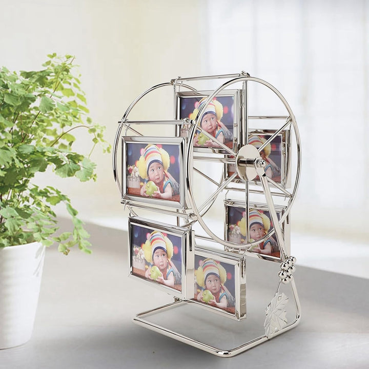 Omabeta Rotierender Riesenrad-Bilderrahmen, Einzigartiges Drehbares Bilderrahmen-Rack mit 6 Bilderra