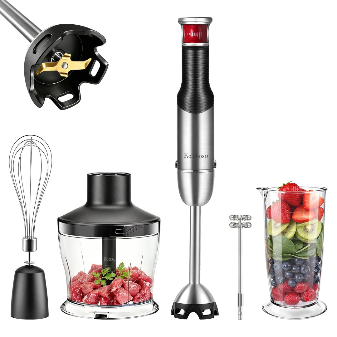 1500W Stabmixer 5-in-1, Pürierstab mit stufenloser Geschwindigkeitsregelung Schwarz, Schwarz