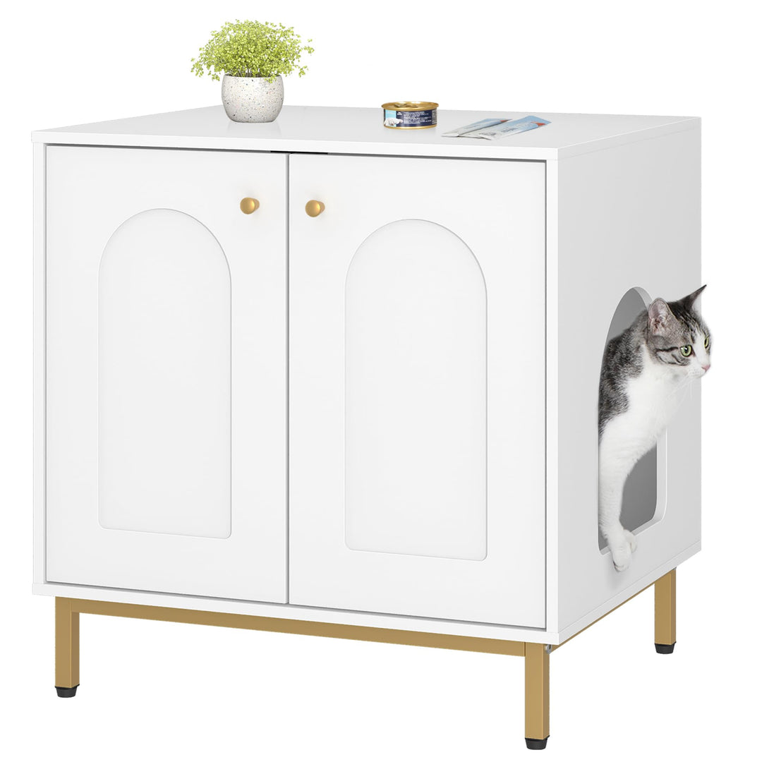 Hzuaneri Katzenschrank, Katzentoilette, Katzenklo Schrank, Katzenhaus mit Tür, Hölzerner Beistelltis