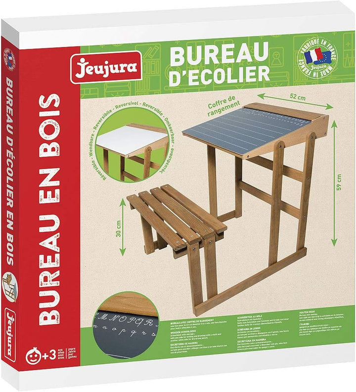 Jeujura Schulschreibtisch aus Eichenholz, Holz, merhfarbig