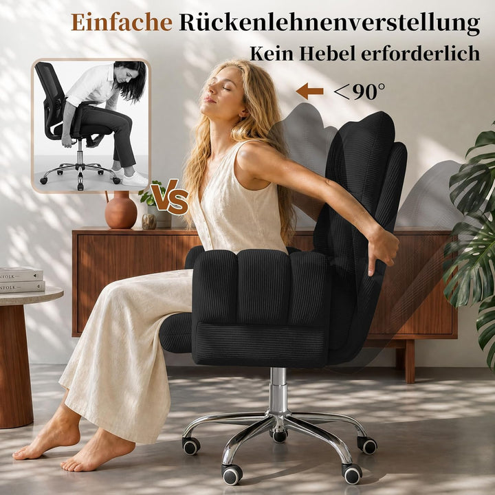 HOMRELEXA Bürostuhl, Schreibtischstuhl mit Fussstütze, klappbaren Armlehnen