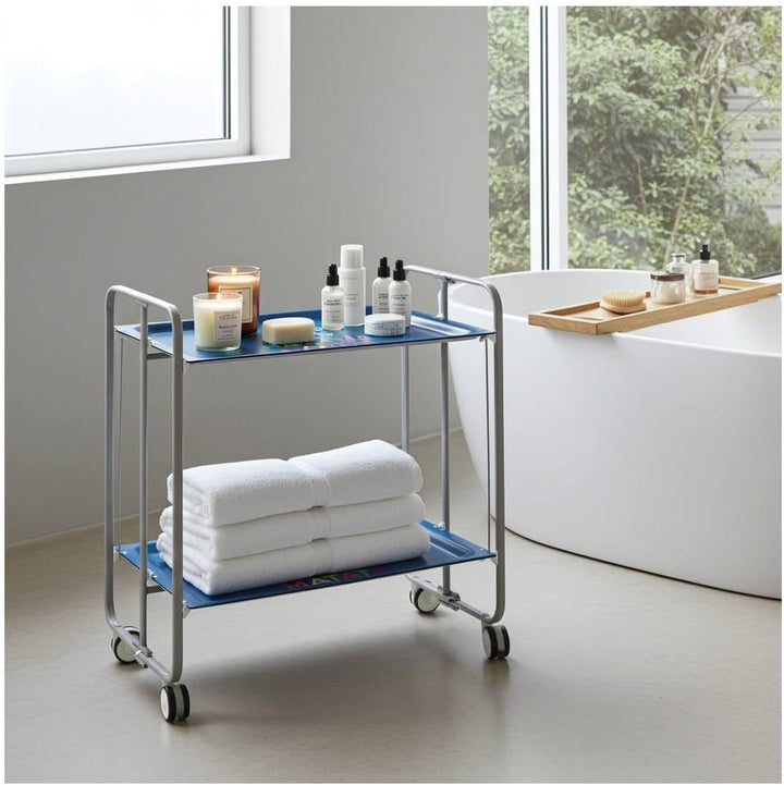 DON HIERRO - Servierwagen, klappbar, 2 Böden, grauem Rahmen. BAUHAUS-61, 61