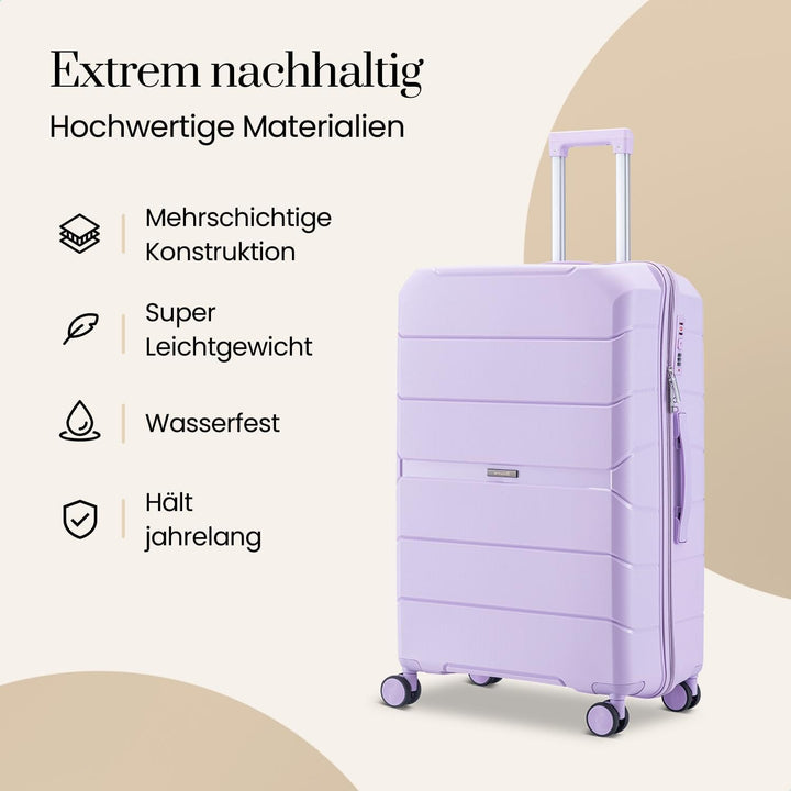 Urban Adventurer Kofferset 3-teilig 232L – Violett – Hartschalenkoffer mit Zahlenschloss &amp; 4 Rollen